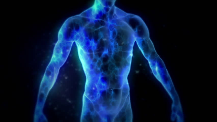 mans torso blue aura