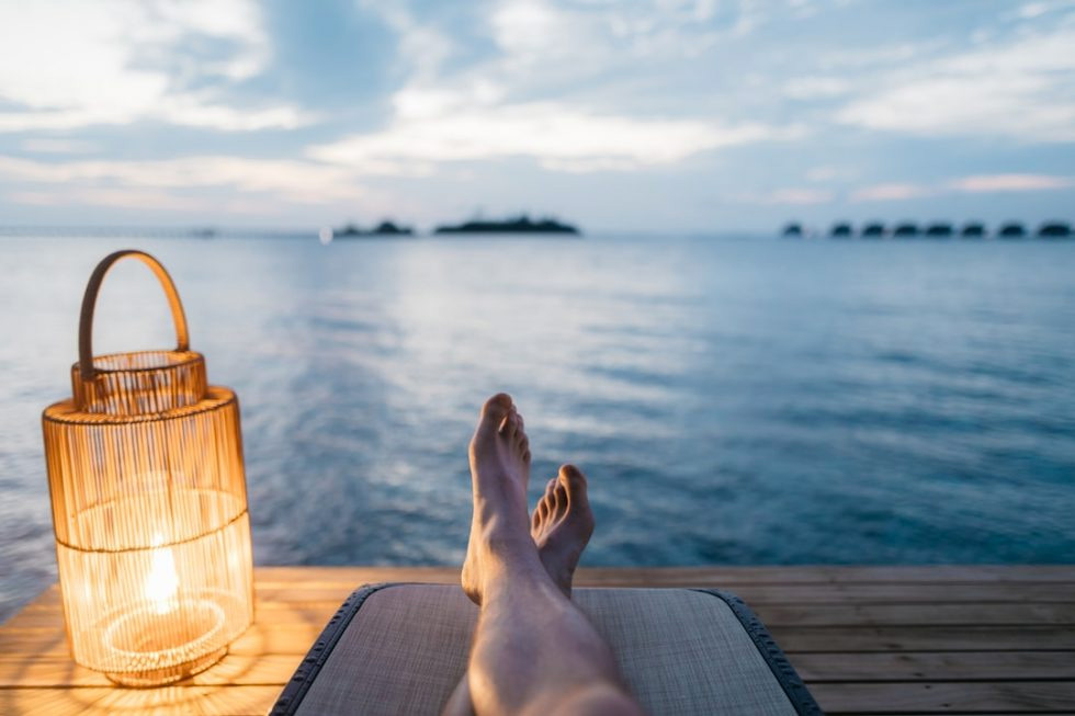 close up legs lantern dock water